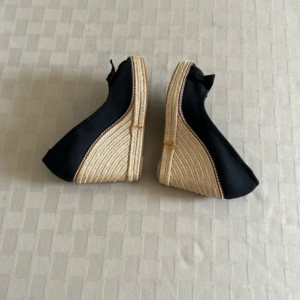Tory Burch Jackie Canvas Bow Espadrille Wedge Pumps